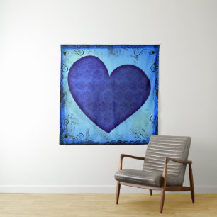 Tenture Murale Cœur bleu paisley grunge