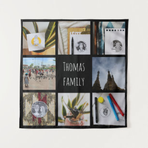 Tenture Murale Collage Instagram de photos de famille et de noms