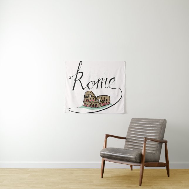 Tenture Murale Conception en lettres de main de Rome (En situation (horizontale))