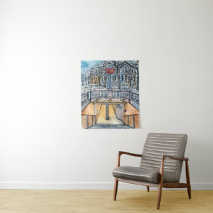 Tenture Murale Destinations   Aquarelle Vintage entrée du métro