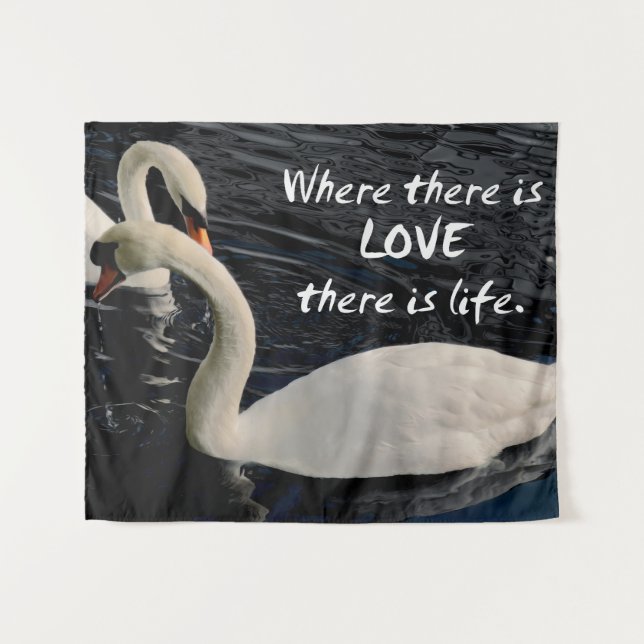 Tenture Murale Deux cygnes sur le lac (Devant (Horizontal))