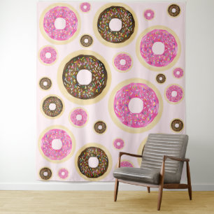 Tenture Murale Donuts aux Paillettes Roses Amusant Moderne Paille