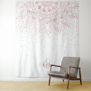 Tenture Murale Elégant Rose Gold Dots Mandala