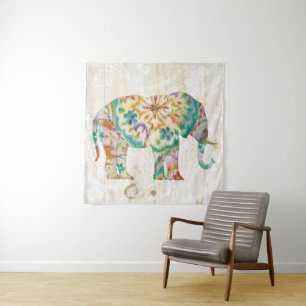 Tenture Murale Éléphant de Boho Paisley I