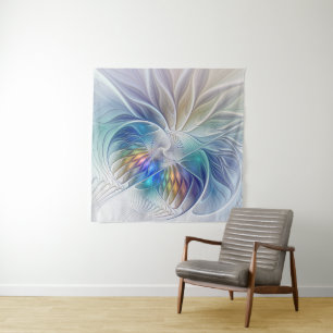 Tenture Murale Fantaisie florale, fleur fractale abstraite coloré