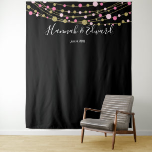 Tenture Murale fond de photo de mariage rose et or bannière de fê