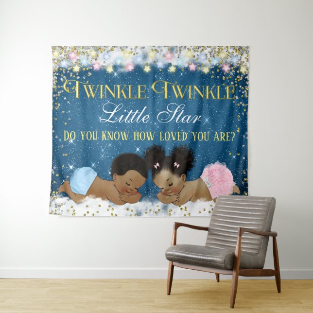 Tenture Murale Fond de toile de fond pour Baby Shower Twinkle Twi (En situation (horizontale))