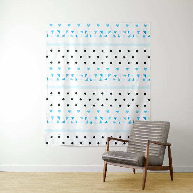 Tenture Murale Géométrie bleue (En situation)