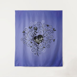 Tenture Murale Gothique Coeur cassé Style Tatouage violet