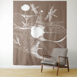 Tenture Murale Gravure de nénuphars