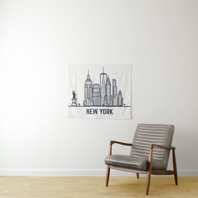 Tenture Murale Horizon de New York City (En situation (horizontale))