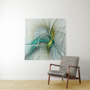 Tenture Murale Hypnotique Abstrait Golden Turquoise Turquoise Fra