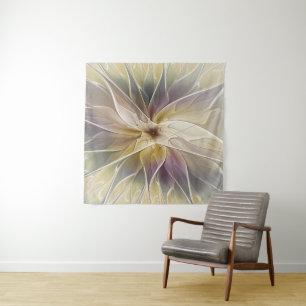 Tenture Murale Imaginaire Floral Gold Eggplant Art Fractal Abstra
