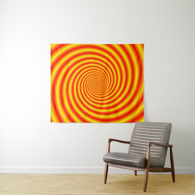 Tenture Murale Jaune en rouge via Orange Spiral (En situation (horizontale))