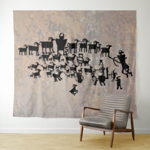Tenture Murale Le grand panneau pétroglyphe de chasse