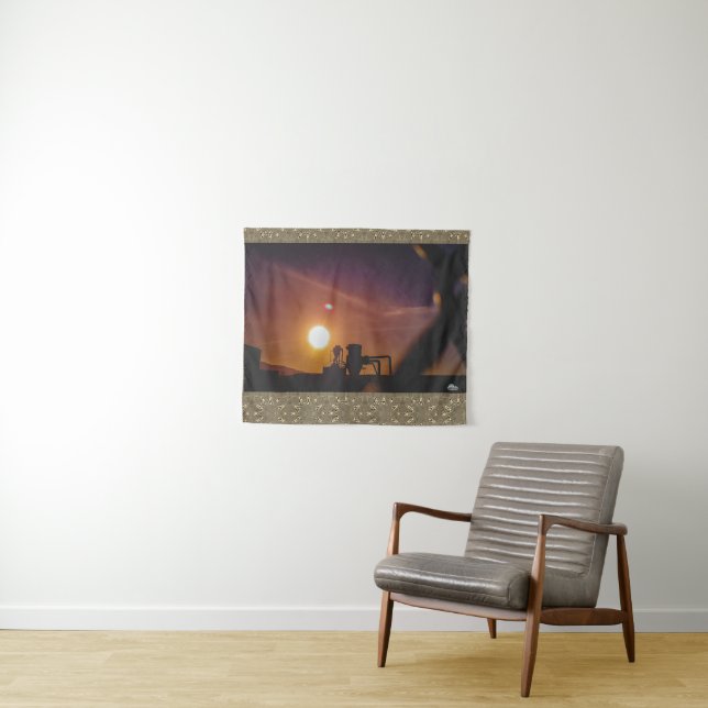 Tenture Murale Lever de soleil industriel à Welshpool, Pays de Ga (En situation (horizontale))