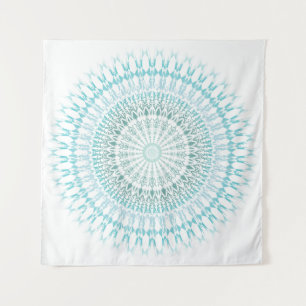 Tenture Murale Mandala blanc turquoise