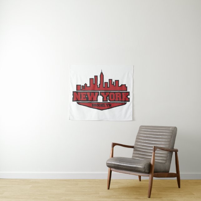 Tenture Murale Manuscrit de style de bloc de Brooklyn New York | (En situation (horizontale))