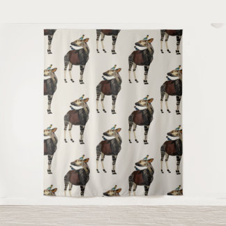 TENTURE MURALE MOTIF D'OKAPI ET D'OISEAUX