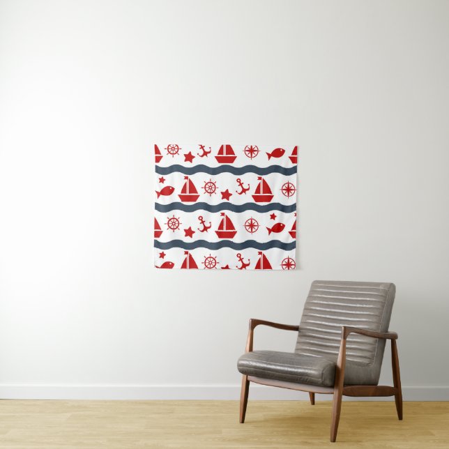 Tenture Murale Motif maritime mignon (En situation (horizontale))