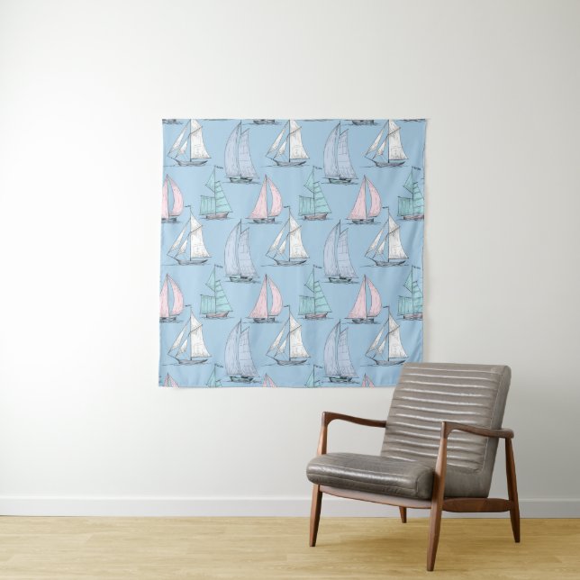 Tenture Murale Motif mignon de voilier (En situation (horizontale))