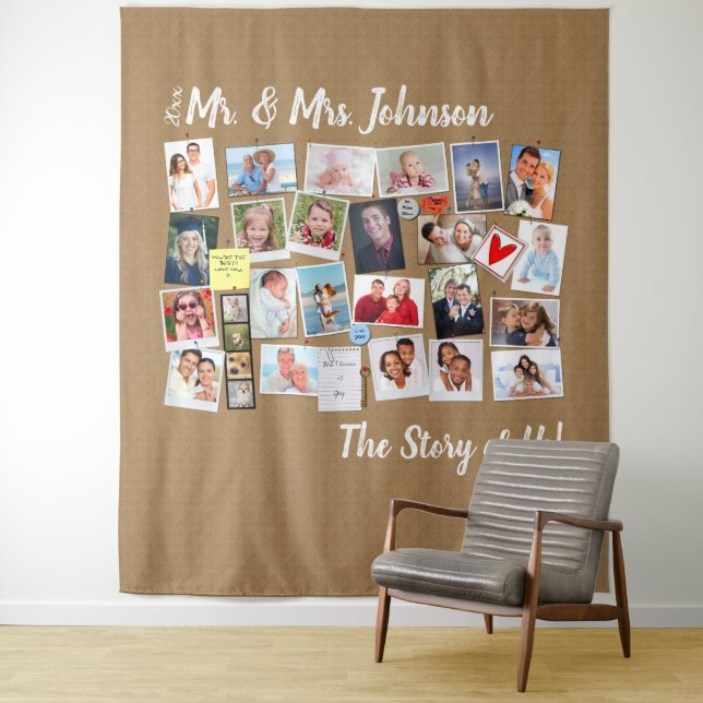 Tenture Murale Mr & Mrs Mariage 🤵 👰 Histoire de nous Photo Coll (En situation)