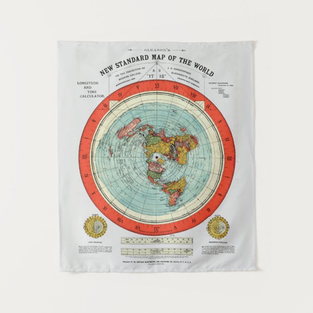 Tenture Murale Nouvelle carte standard du monde de la Terre plate (Devant)