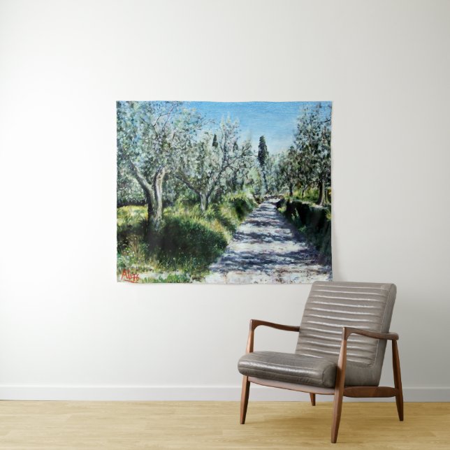 Tenture Murale OLIVIERS DANS RIMAGGIO Paysage de Toscane (En situation (horizontale))