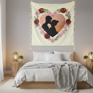 Tenture Murale Photo Personnalisée – Cœur Floral