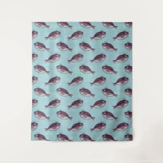 Tenture Murale Poissons drôles avec le motif de fantaisie de cils