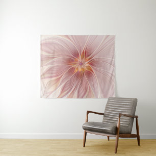 Tenture Murale Rêve Floral Rose Pâle Abstrait Art Fractal Fleur