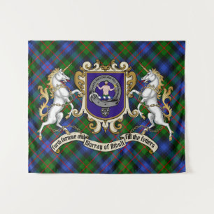 Tenture Murray of Atholl Clan Badge & Unicorns avec Tartan