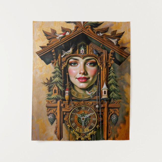 Tenture « Muse intemporelle » – Portrait d'une horloge à c (Devant)