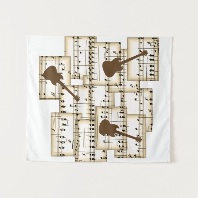 Tenture musique papier guitare arrière - plan (Devant (Horizontal))