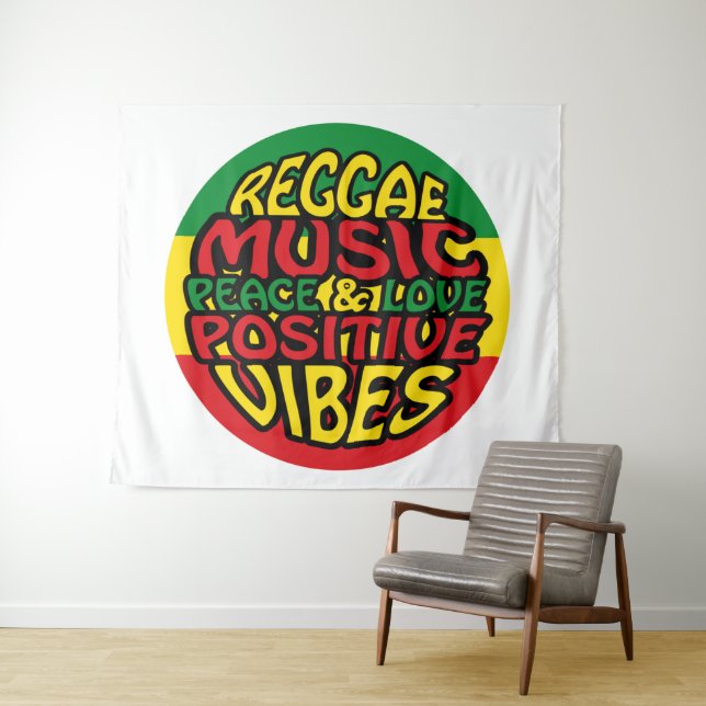 Tenture Musique reggae avec des paroles positives (En situation (horizontale))