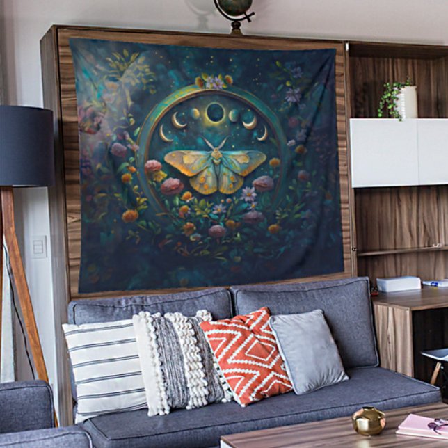 Tenture Mystical Moth and Moon Phases Portal Art LARGE (Créateur téléchargé)