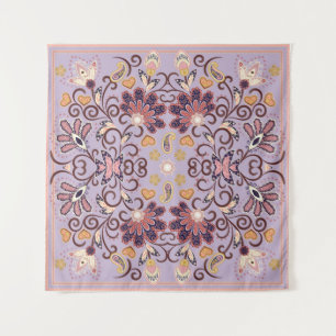 Tenture Nappe à fleurs indiennes : belle motif pastel