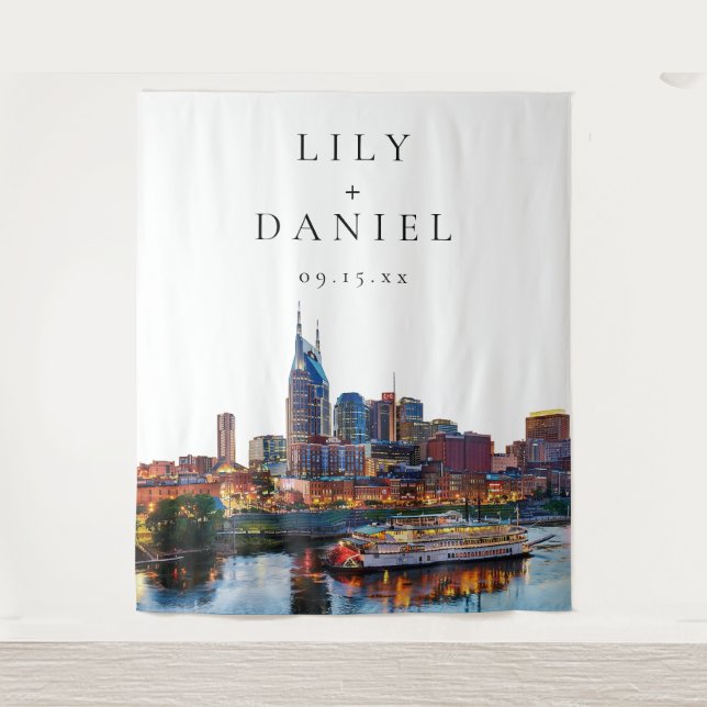 Tenture Nashville Riverfront Wedding Photo Backdrop (Devant)