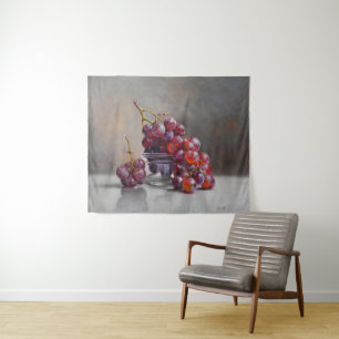 Tenture Nature morte aux raisins rouges - d'après une pein