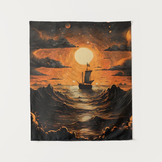 Tenture Navire naviguant la nuit (Devant)