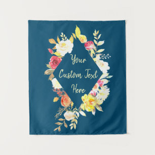 Tenture Navy Blue Floral Fête d'anniversaire Photo Booth P