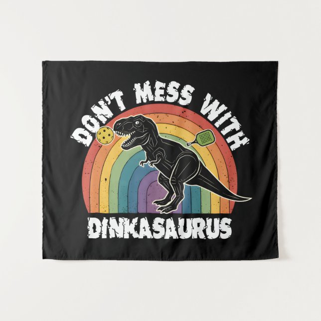 Tenture Ne Touchez Pas Au Pickleball Dinkasaurus (Devant (Horizontal))