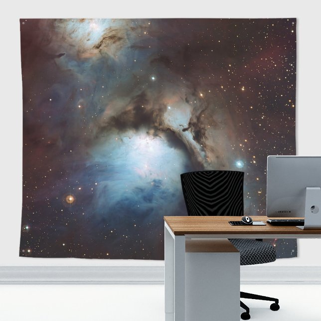Tenture Nébuleuse Orion Astronomie bleu marron beige ciel  (Nebula Orion Astronomy Zoom and Home decor backdrop tapestry)