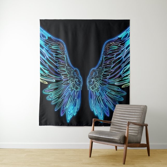 Tenture Neon Black et Blue Angle ailes (En situation)