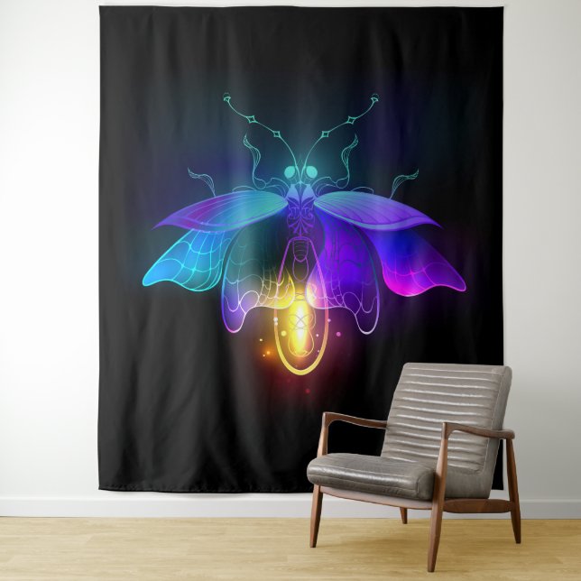Tenture Neon Firefly sur noir (En situation)