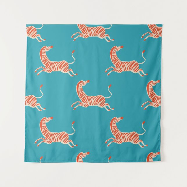 Tenture Neon Zebra : Retro Coloré sans couture (Devant)