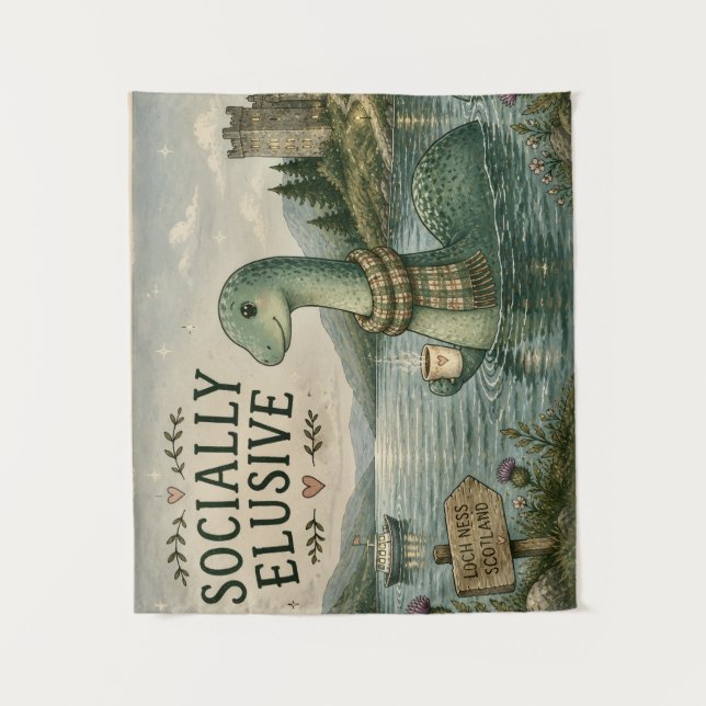Tenture Nessie insaisissable socialement Cryptide cosy Loc (Devant)