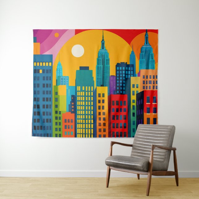 Tenture New York Pop Art (En situation (horizontale))