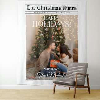Tenture Newspaper What A Year Black White Photo Christmas
