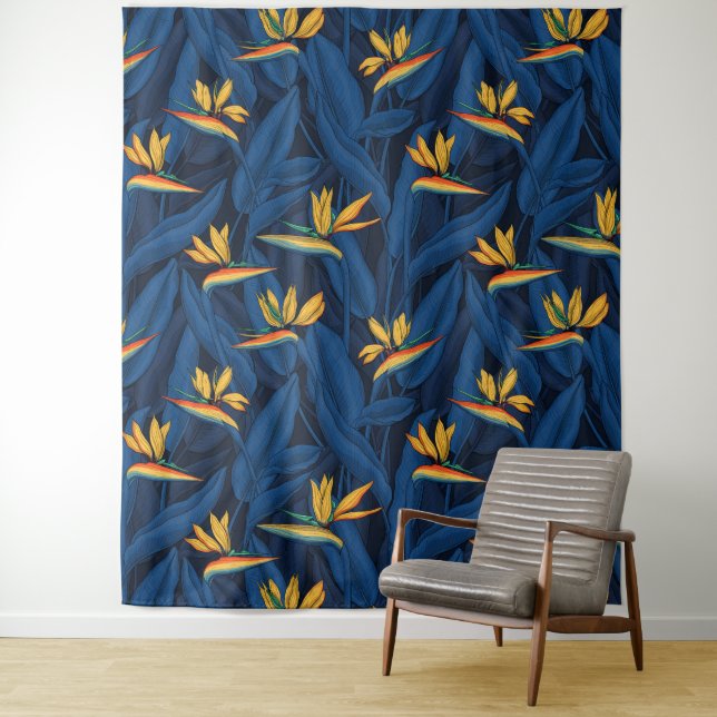 Tenture Night bird of Paradise garden 2 (En situation)